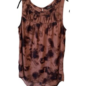 Simply Vera Verawang Tank Top SzSmall Animal Print Brown Black Sleeveless Blouse
